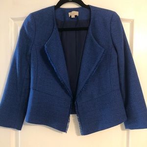 LOFT Blue Fringe Peplum Jacket